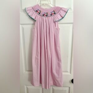 Girls Golf Cart Smocked Dress Stitchy Fish Size 10 Girls
